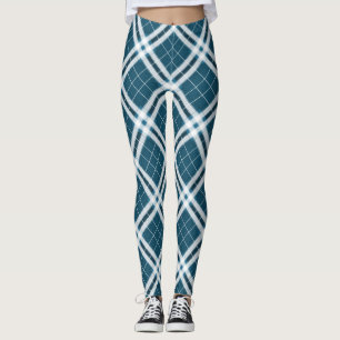 Tartan in Blue and white Leggings