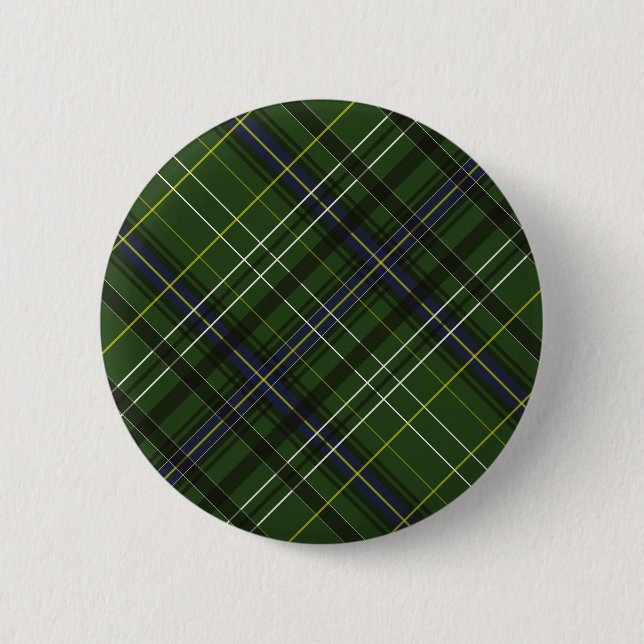 Tartan in green 6 cm round badge (Front)