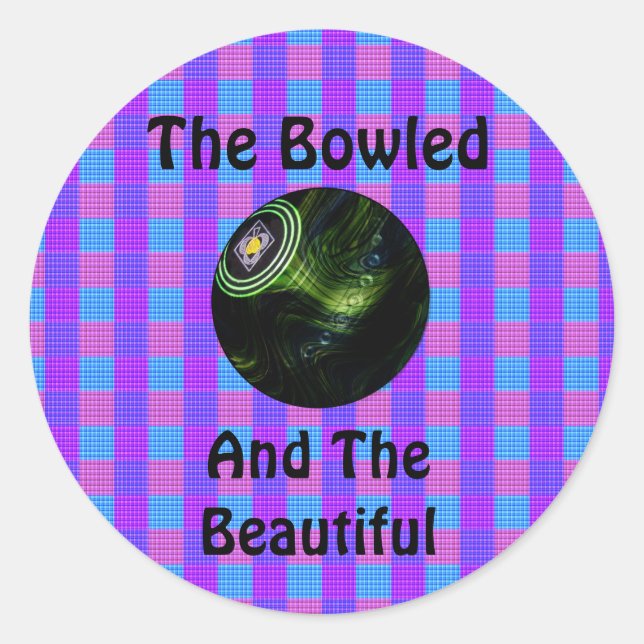 Tartan Lawn Bowls Bowled Beautiful Design, Classic Round Sticker (Front)