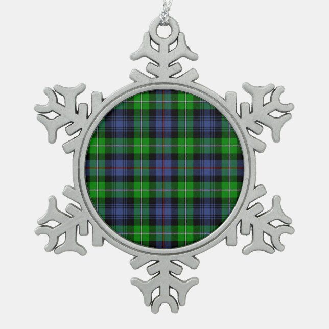 Tartan MacKenzie Snowflake Pewter Christmas Ornament (Front)