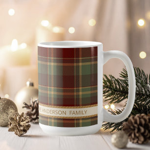 Tartan Merry Christmas Gold Frame ID1141A Coffee Mug