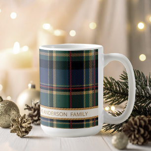 Tartan Merry Christmas Gold Frame ID1141B Coffee Mug
