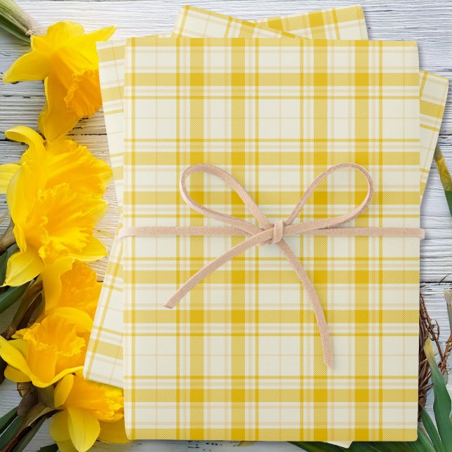 Tartan - Pastel Yellow to Dark Yellow Wrapping Paper Sheet (Tartan S8 - Pastel Yellow to Dark Yellow Wrapping Paper Sheets by Leapfroglisics Shop)