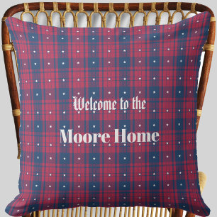 Tartan - Patriotic - Red Blue White Stars Cushion