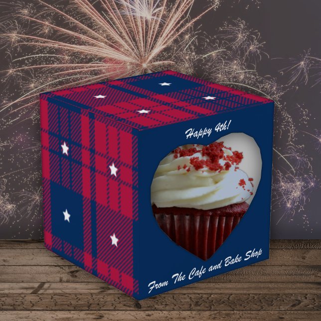 Tartan - Patriotic - Red Blue White Stars Heart Favour Box (Creator Uploaded)