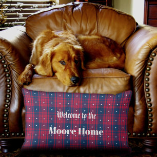 Tartan - Patriotic - Red Blue White Stars Lumbar Cushion