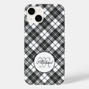 Tartan pattern Christmas black white Monogram Case-Mate iPhone 14 Case