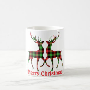 Tartan pattern Christmas reindeer Coffee Mug