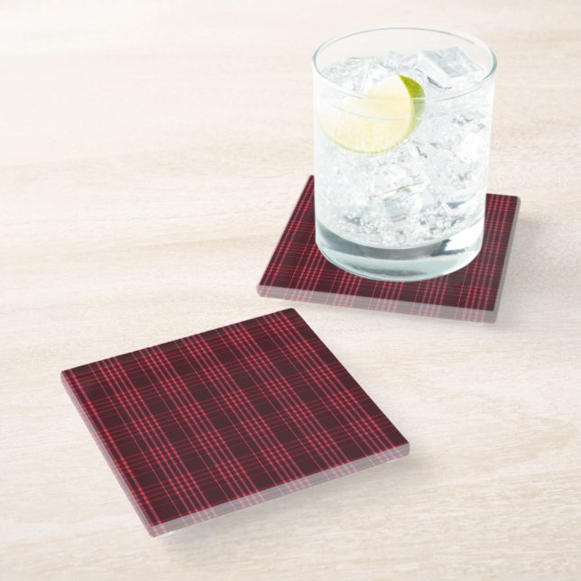 Tartan Pattern Fabric Glass Coaster (Angled)