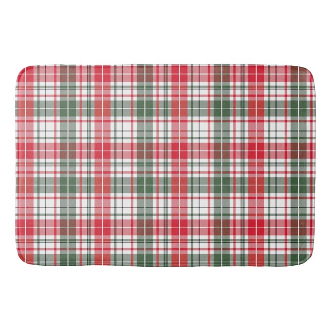 Tartan Pattern Fabric Large Bath Mat (Front)