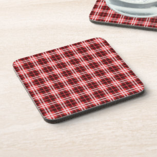 Tartan Pattern Fabric Plastic Coaster