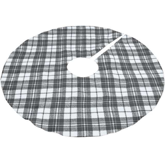Tartan pattern holidays Christmas black white Brushed Polyester Tree Skirt (Angled)