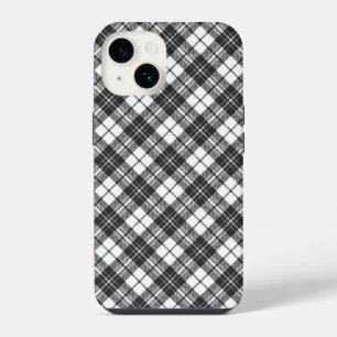 Tartan pattern holidays Christmas black white iPhone 14 Case