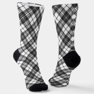 Tartan pattern holidays Christmas black white Socks