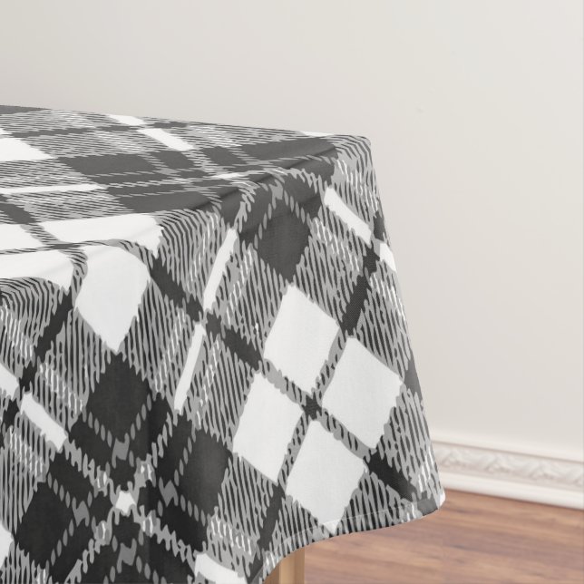 Tartan pattern holidays Christmas black white Tablecloth (In Situ)
