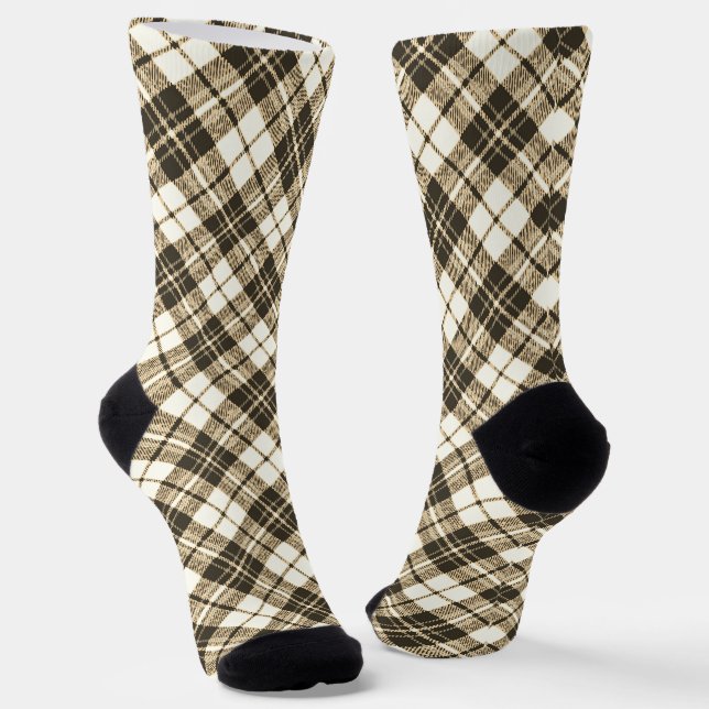 Tartan pattern holidays Christmas brown Socks (Angled)