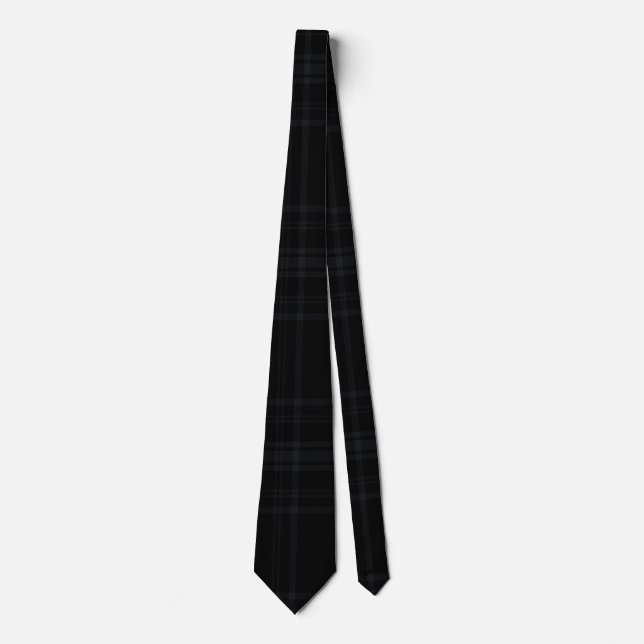 Tartan Pattern in Charcoal and Black Tie (Front)