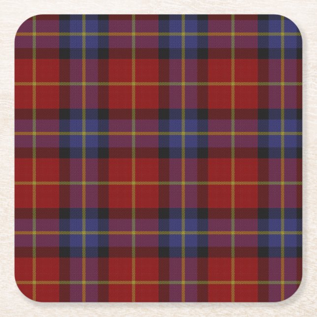 Tartan pattern square paper coaster (Front)