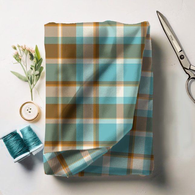 Tartan Pattern Turquoise and Gold ID210 Fabric (Creator Uploaded)
