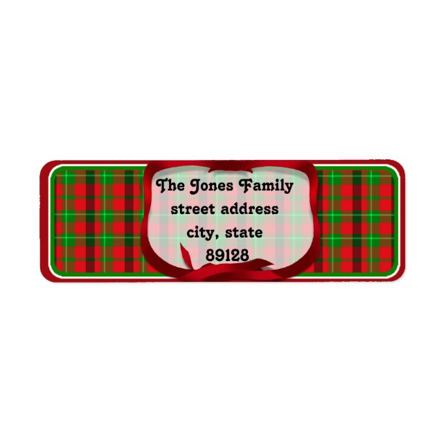 Tartan Plaid (2) Christmas Background Return Address Label (Front)