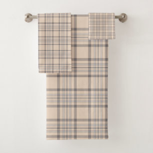 Tartan Plaid Beige, Brown & White No. 47 Bath Towel Set
