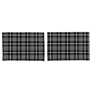 Tartan Plaid Black, Grey & White No. 48 Pillowcase