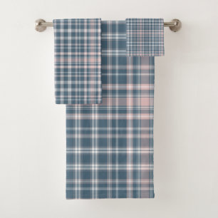 Tartan Plaid Blue, Pink & White No. 45 Bath Towel Set
