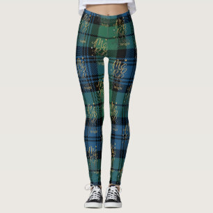 Tartan Plaid Campbell Merry and Bright Christmas Leggings