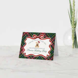 Tartan Plaid Christmas Bear Birthday Thank You  Card