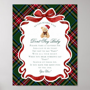 Tartan Plaid Christmas Bear Dont Say Baby Game Poster