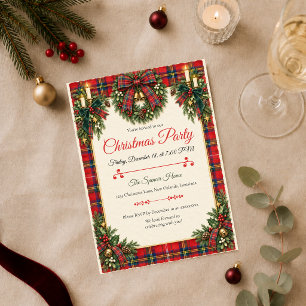 Tartan Plaid Christmas Party Invitation