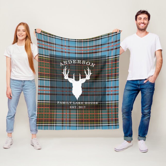 Tartan Plaid Clan Anderson Family Lake House Fleece Blanket (In Situ)