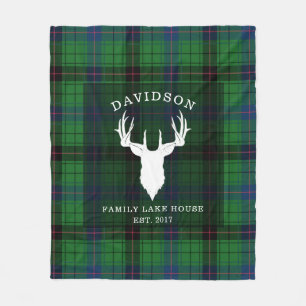 Tartan Plaid Clan Davidson Family Lake House Fleece Blanket