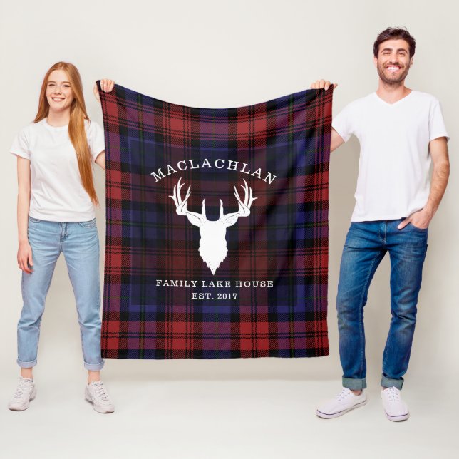 Tartan Plaid Clan MacLachlan Family Lake House Fleece Blanket (In Situ)