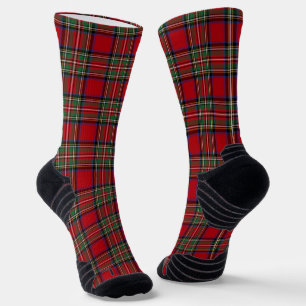 Tartan Plaid Clan Stewart Red Green Rustic Socks