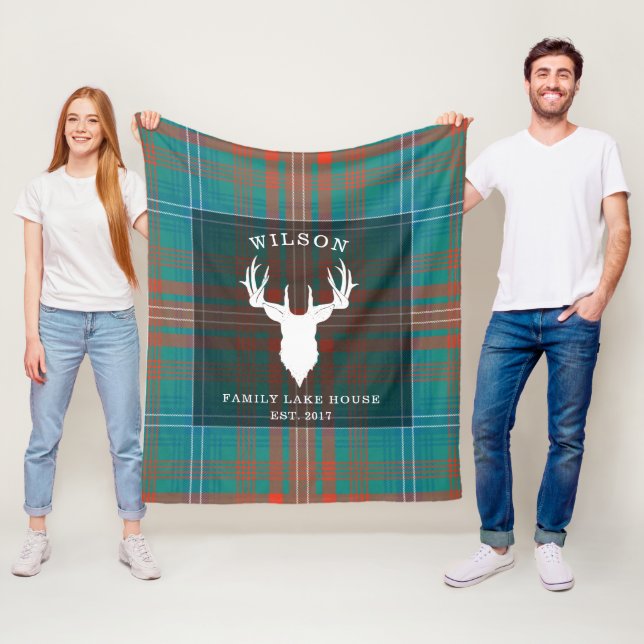 Tartan Plaid Clan Wilson Family Lake House Fleece Blanket (In Situ)