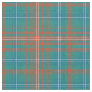 Tartan Plaid Clan Wilson Orange Blue Check Fabric