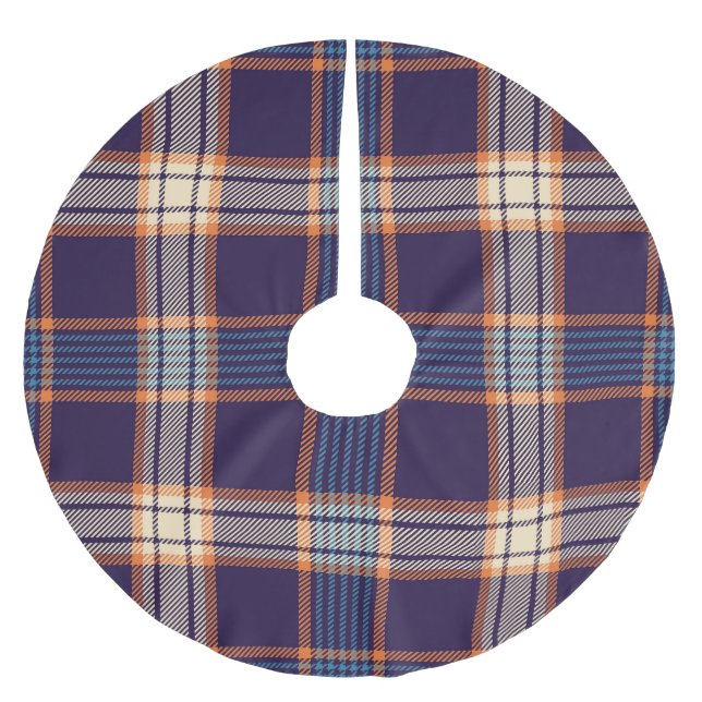 Tartan plaid, colourful navy texture. brushed polyester tree skirt (Front)