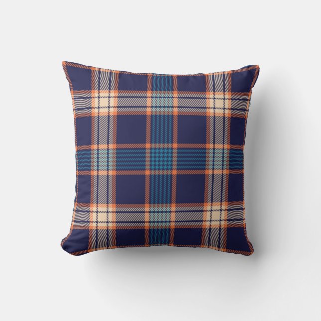 Tartan plaid, colourful navy texture. cushion (Front)