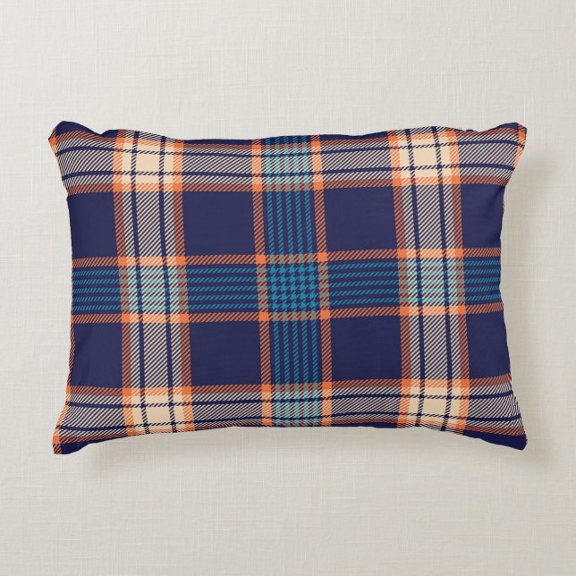 Tartan plaid, colourful navy texture. decorative cushion (Front)