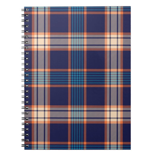 Tartan plaid, colourful navy texture. notebook (Front)