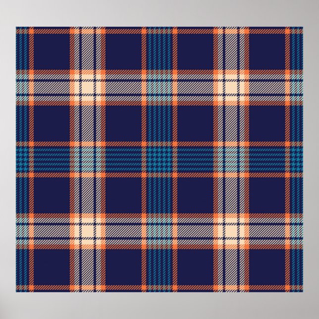 Tartan plaid, colourful navy texture. poster (Front)