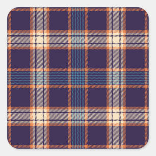 Tartan plaid, colourful navy texture. square sticker