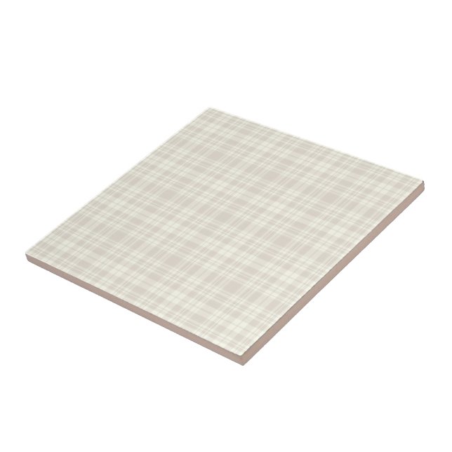 Tartan Plaid Cream & Beige No. 66 Ceramic Tile (Side)