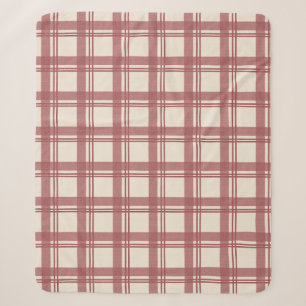 Tartan Plaid Cream Red Sherpa Blanket