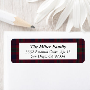 Tartan Plaid Dark Red Classic Return Address Label