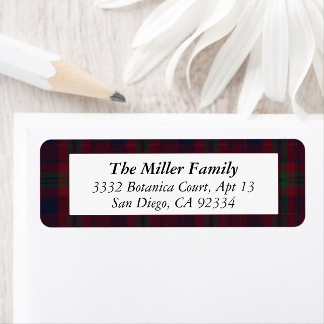 Tartan Plaid Dark Red Classic Return Address Label (Insitu)