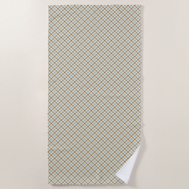 Tartan plaid diagonal pattern beach towel (Front)