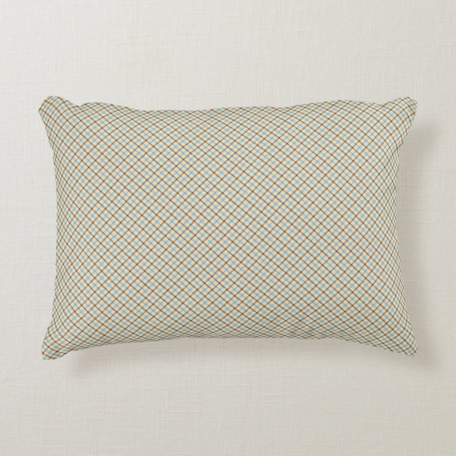 Tartan plaid diagonal pattern decorative cushion (Front)