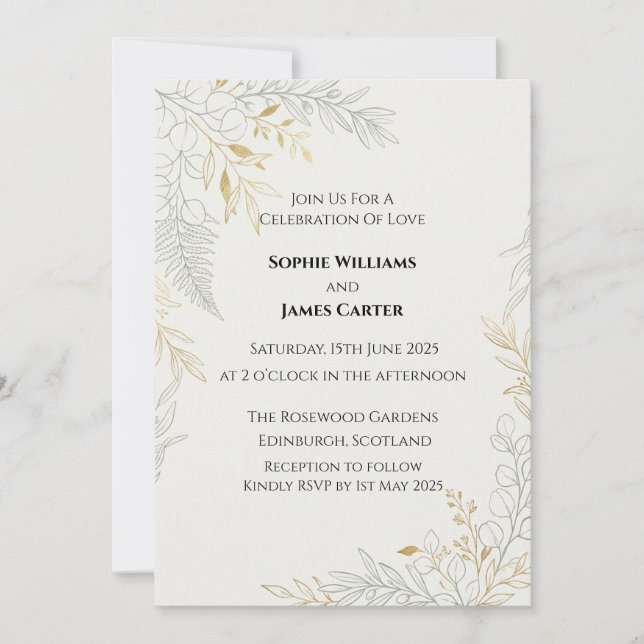 Tartan Plaid Floral Wedding Invitation (Front)
